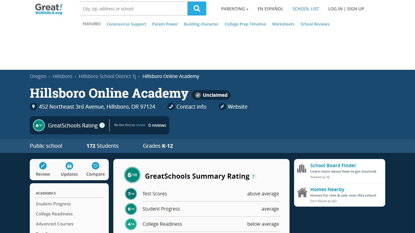 Hillsboro Online Academy - Hillsboro, Oregon - OR | GreatSchools